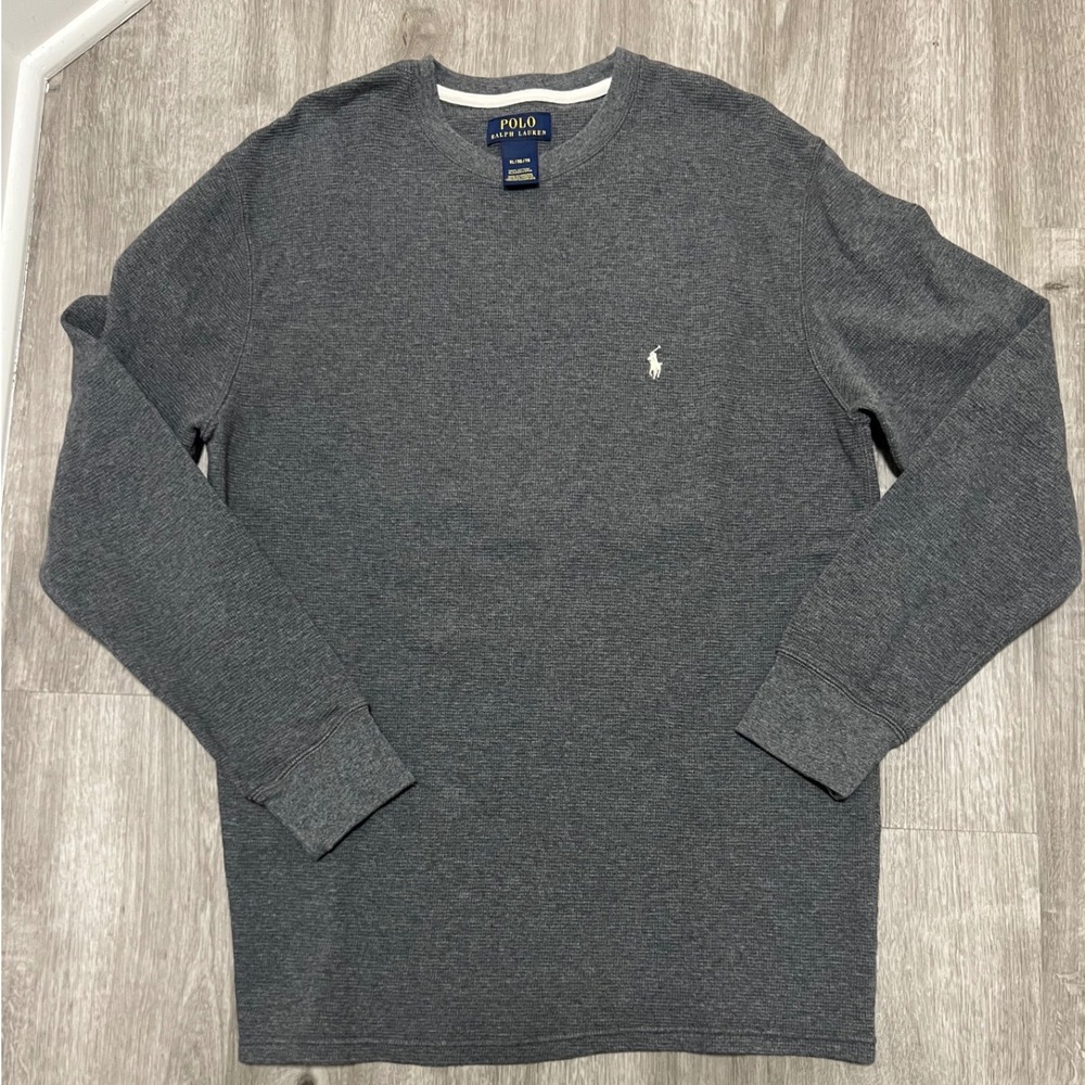 Polo Ralph Lauren Men's Gray Waffle Knit Long Sleeve Crewneck T-Shirt‎ XL